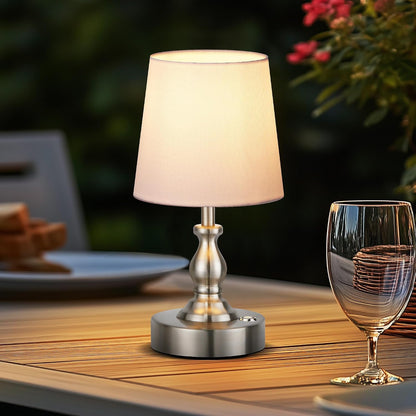Mini Cordless LED Table Lamp, 5200mAh Rechargeable Battery Operated Lamp, 3-Level Brightness, Touch Dimmable Desk Lamp, Bedside Night Light for Patio Camping Restaurant Home, Antique Brass