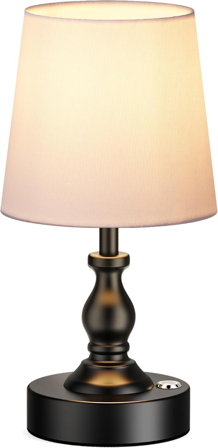 Mini Cordless LED Table Lamp, 5200mAh Rechargeable Battery Operated Lamp, 3-Level Brightness, Touch Dimmable Desk Lamp, Bedside Night Light for Patio Camping Restaurant Home, Antique Brass