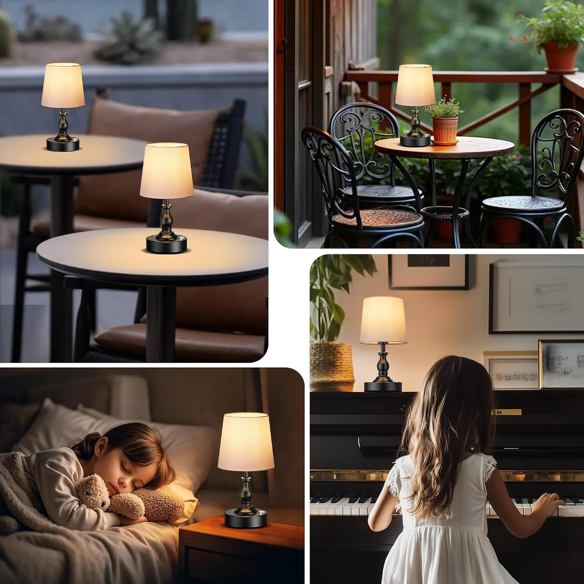 Mini Cordless LED Table Lamp, 5200mAh Rechargeable Battery Operated Lamp, 3-Level Brightness, Touch Dimmable Desk Lamp, Bedside Night Light for Patio Camping Restaurant Home, Antique Brass