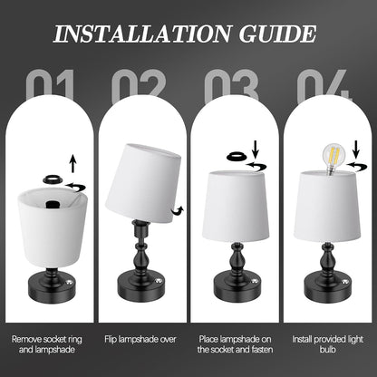 Mini Cordless LED Table Lamp, 5200mAh Rechargeable Battery Operated Lamp, 3-Level Brightness, Touch Dimmable Desk Lamp, Bedside Night Light for Patio Camping Restaurant Home, Antique Brass
