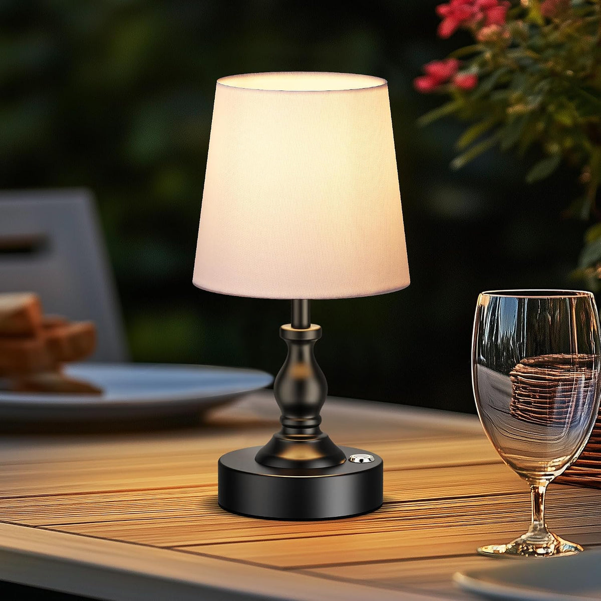 Mini Cordless LED Table Lamp, 5200mAh Rechargeable Battery Operated Lamp, 3-Level Brightness, Touch Dimmable Desk Lamp, Bedside Night Light for Patio Camping Restaurant Home, Antique Brass