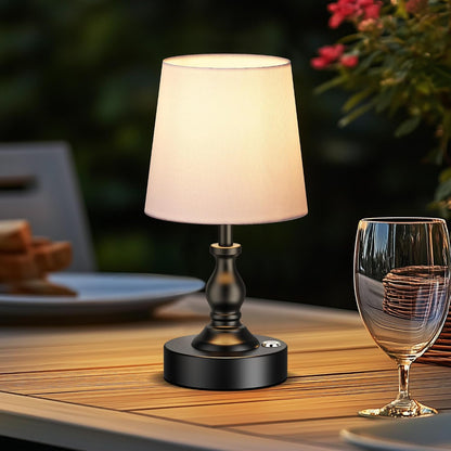 Mini Cordless LED Table Lamp, 5200mAh Rechargeable Battery Operated Lamp, 3-Level Brightness, Touch Dimmable Desk Lamp, Bedside Night Light for Patio Camping Restaurant Home, Antique Brass