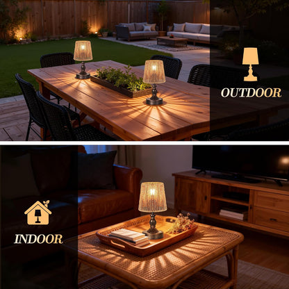 Mini Cordless LED Table Lamp, 5200mAh Rechargeable Battery Operated Lamp, 3-Level Brightness, Touch Dimmable Desk Lamp, Bedside Night Light for Patio Camping Restaurant Home, Antique Brass