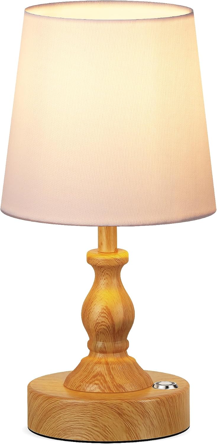 Mini Cordless LED Table Lamp, 5200mAh Rechargeable Battery Operated Lamp, 3-Level Brightness, Touch Dimmable Desk Lamp, Bedside Night Light for Patio Camping Restaurant Home, Antique Brass