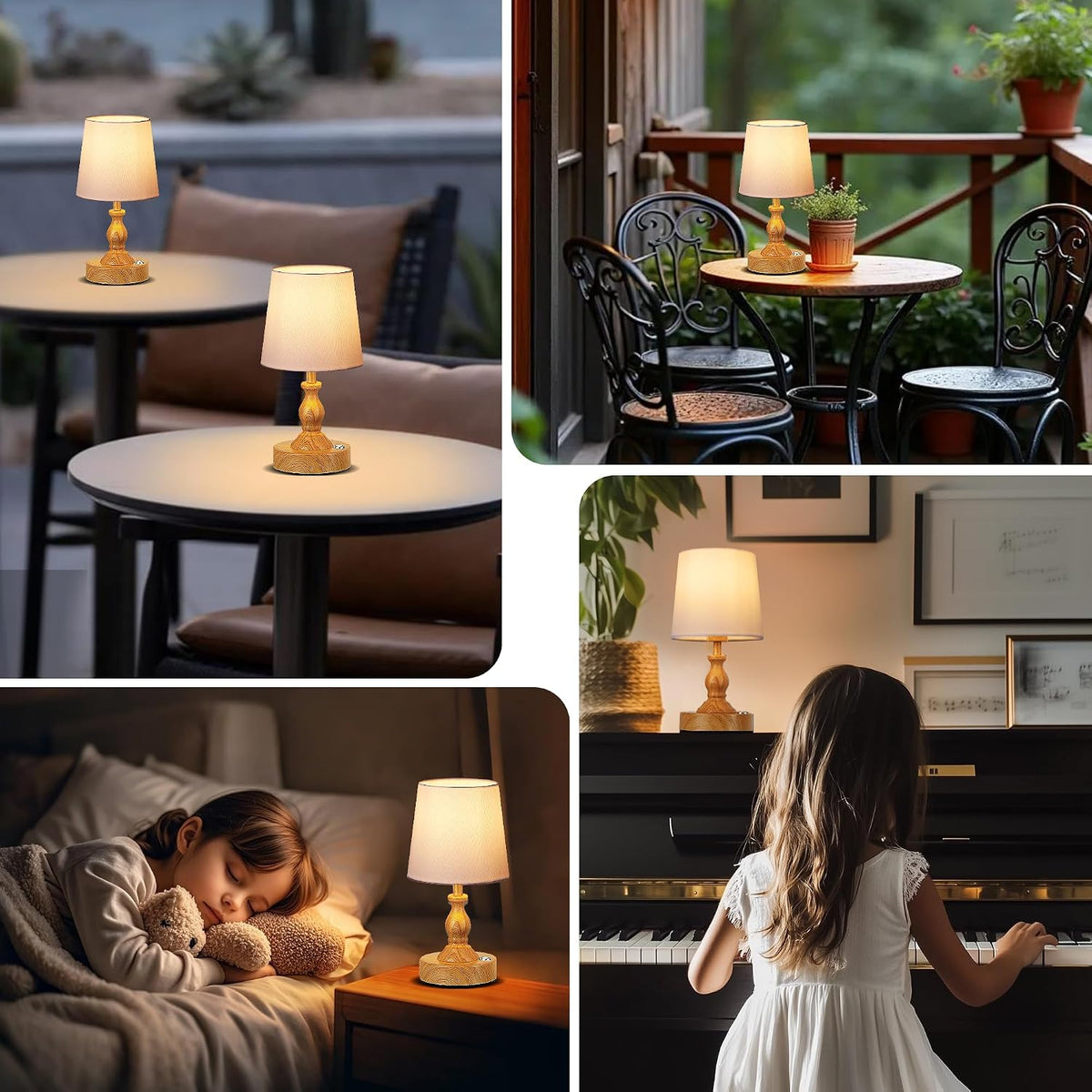Mini Cordless LED Table Lamp, 5200mAh Rechargeable Battery Operated Lamp, 3-Level Brightness, Touch Dimmable Desk Lamp, Bedside Night Light for Patio Camping Restaurant Home, Antique Brass