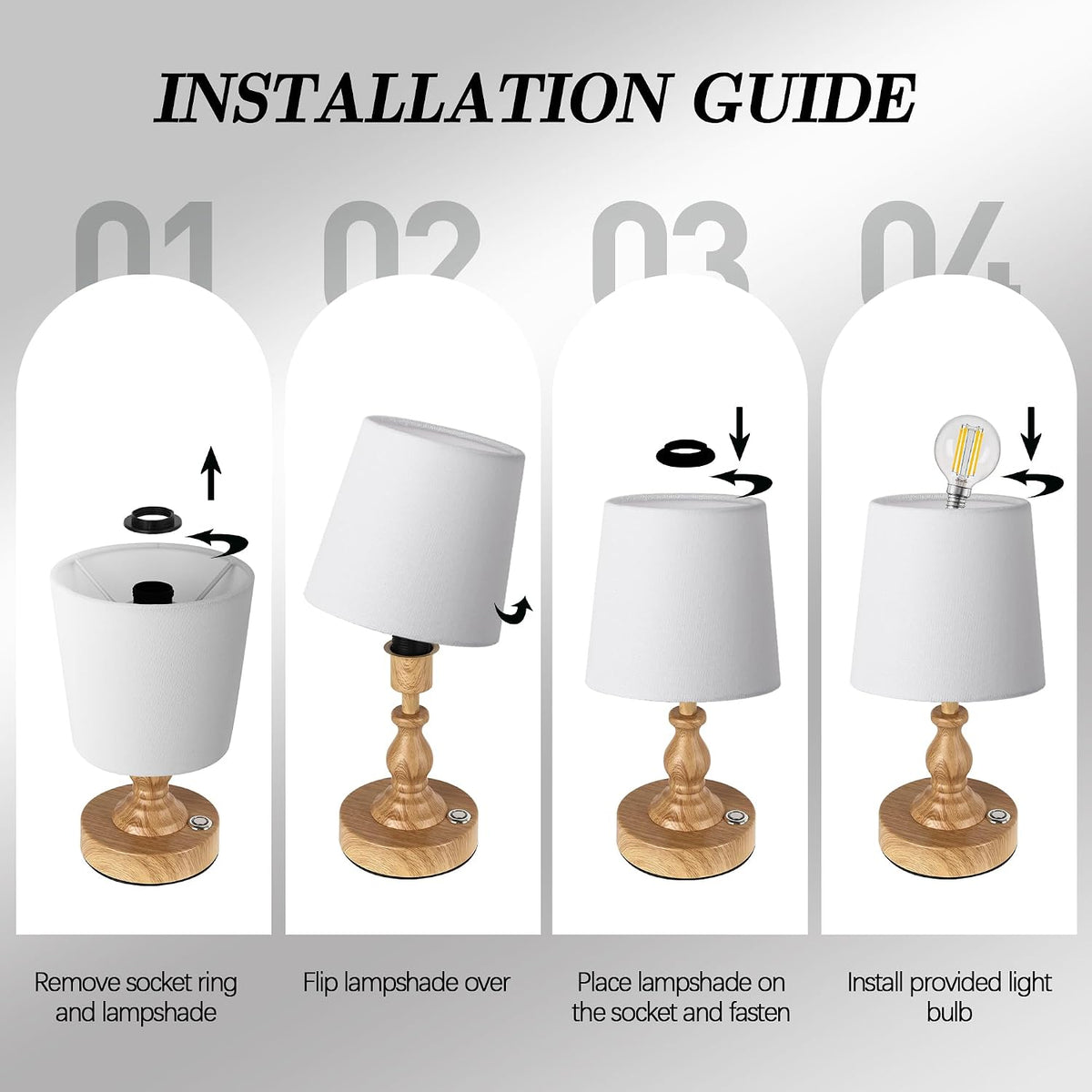 Mini Cordless LED Table Lamp, 5200mAh Rechargeable Battery Operated Lamp, 3-Level Brightness, Touch Dimmable Desk Lamp, Bedside Night Light for Patio Camping Restaurant Home, Antique Brass