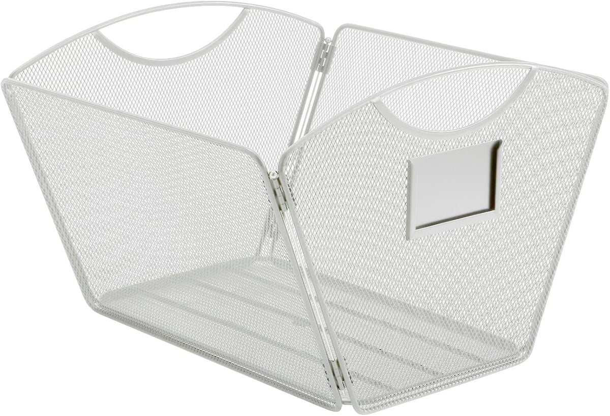 Safco Onyx Mesh Letter-Size Desktop Tub Filer, Durable Steel Mesh Construction, Collapsible For Compact Storage, Integrated Handles, Silver