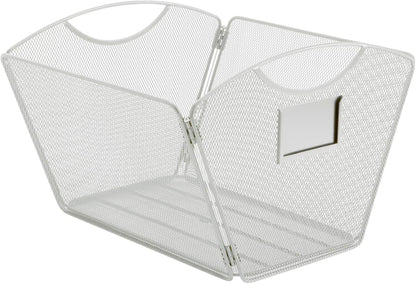 Safco Onyx Mesh Letter-Size Desktop Tub Filer, Durable Steel Mesh Construction, Collapsible For Compact Storage, Integrated Handles, Silver