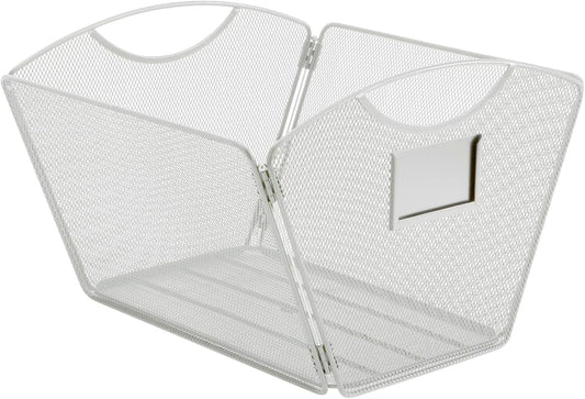 Safco Onyx Mesh Letter-Size Desktop Tub Filer, Durable Steel Mesh Construction, Collapsible For Compact Storage, Integrated Handles, Silver
