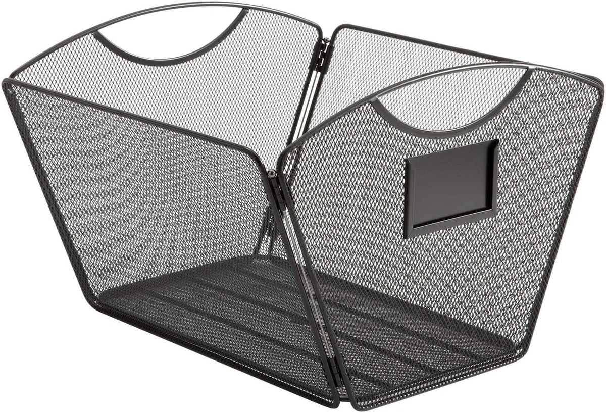 Safco Onyx Mesh Letter-Size Desktop Tub Filer, Durable Steel Mesh Construction, Collapsible For Compact Storage, Integrated Handles, Silver