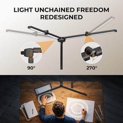 LED Desk Lamps for Home Office, Adjustable Swing Arm Desk Lamp with Clamp