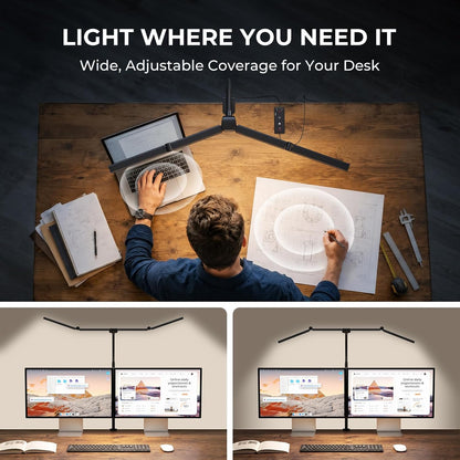 LED Desk Lamps for Home Office, Adjustable Swing Arm Desk Lamp with Clamp
