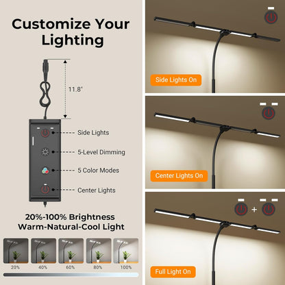 LED Desk Lamps for Home Office, Adjustable Swing Arm Desk Lamp with Clamp
