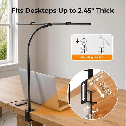 LED Desk Lamps for Home Office, Adjustable Swing Arm Desk Lamp with Clamp