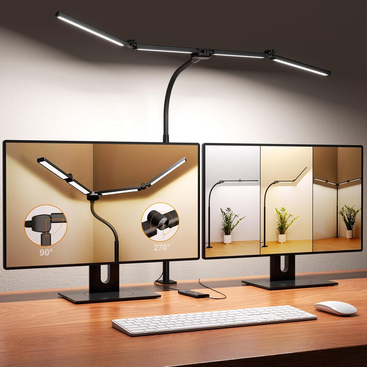 LED Desk Lamps for Home Office, Adjustable Swing Arm Desk Lamp with Clamp