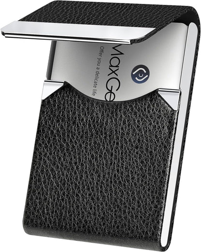 Business Card Holder, PU Leather Business Card Case, Black Carbon