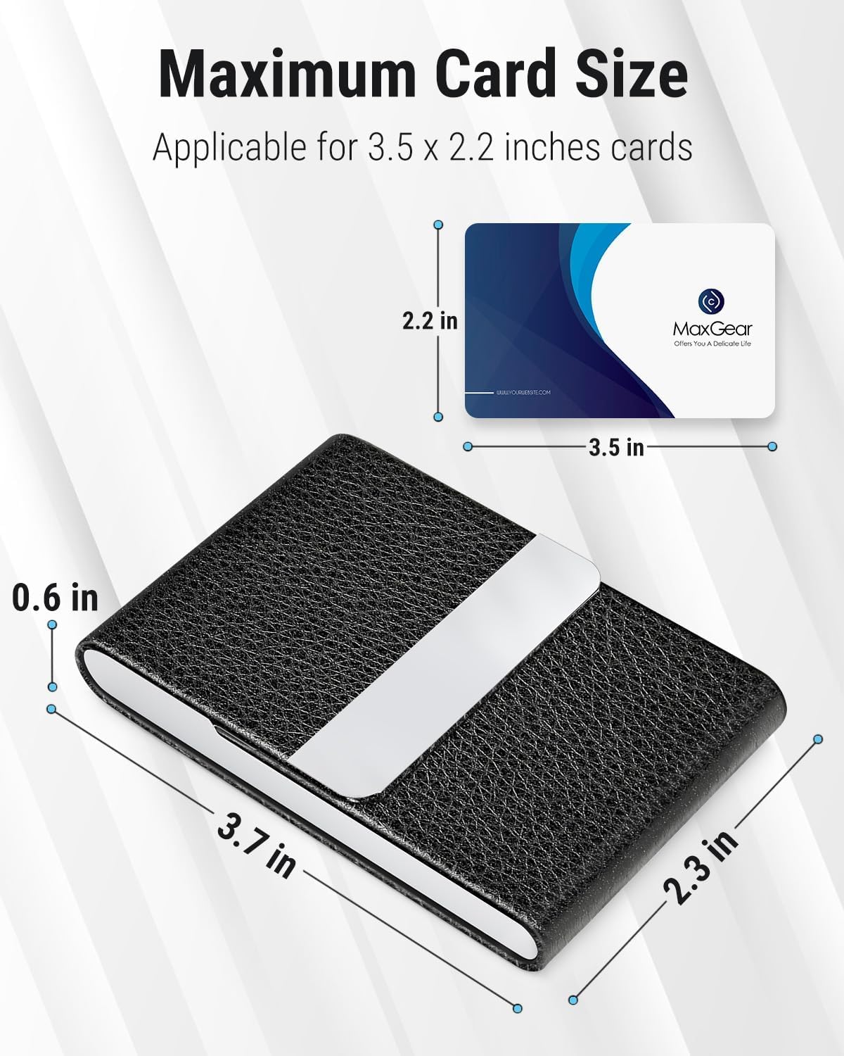 Business Card Holder, PU Leather Business Card Case, Black Carbon