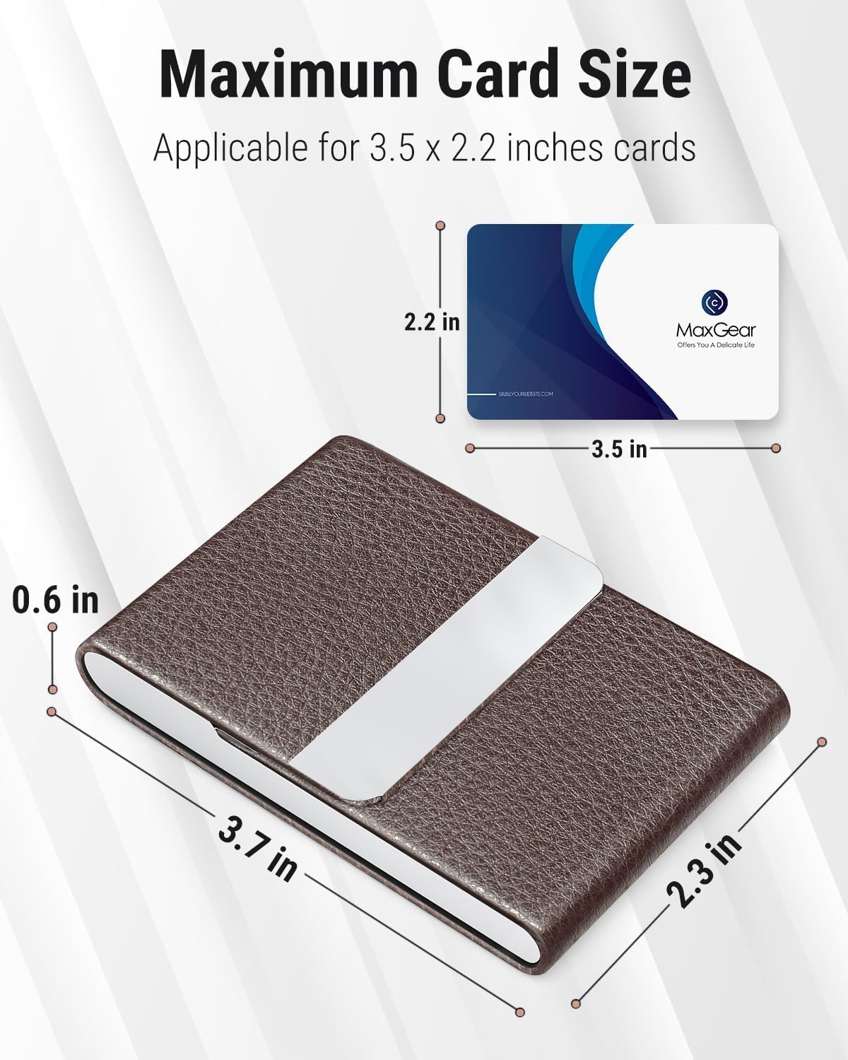Business Card Holder, PU Leather Business Card Case, Black Carbon