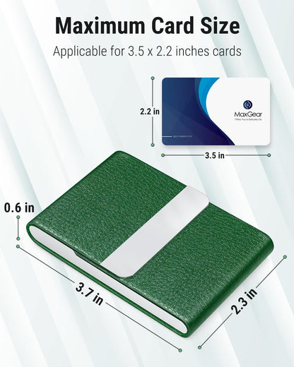 Business Card Holder, PU Leather Business Card Case, Black Carbon