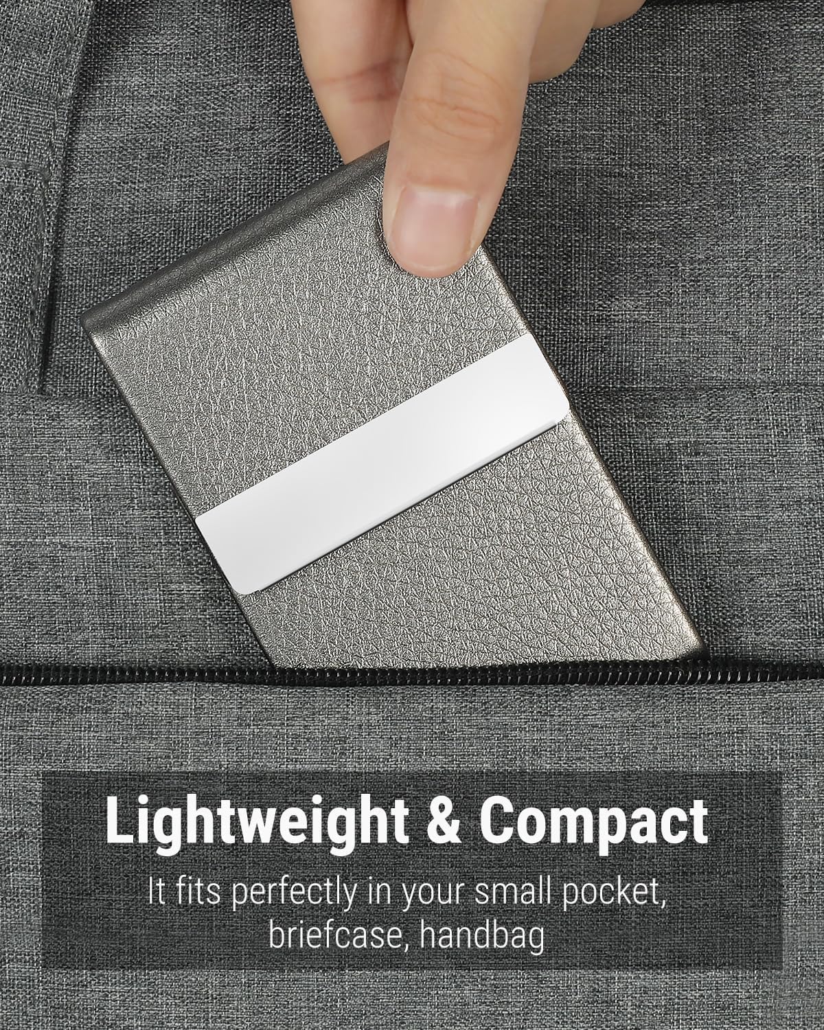 Business Card Holder, PU Leather Business Card Case, Black Carbon