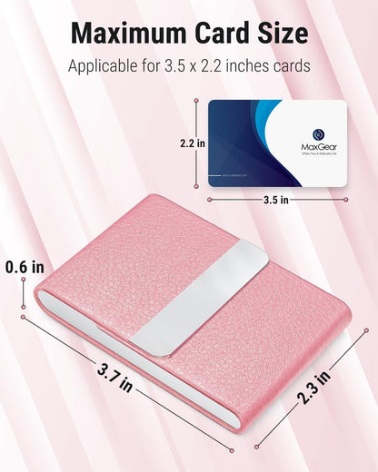 Business Card Holder, PU Leather Business Card Case, Black Carbon
