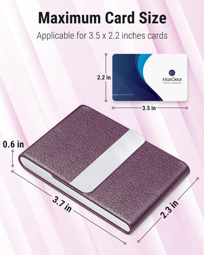Business Card Holder, PU Leather Business Card Case, Black Carbon