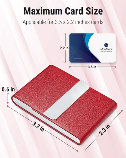 Business Card Holder, PU Leather Business Card Case, Black Carbon