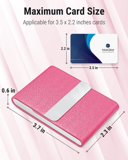 Business Card Holder, PU Leather Business Card Case, Black Carbon