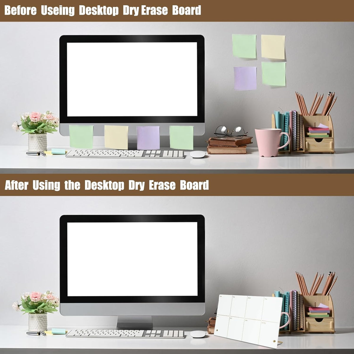 Weekly Planner Dry Erase Board for Desk,Acrylic Desktop Weekly Planner Whiteboard with Stand,12"X6"-Small, Dry Erase Weekly to Do List White Board for Home Office School-ZMZL-W-1530