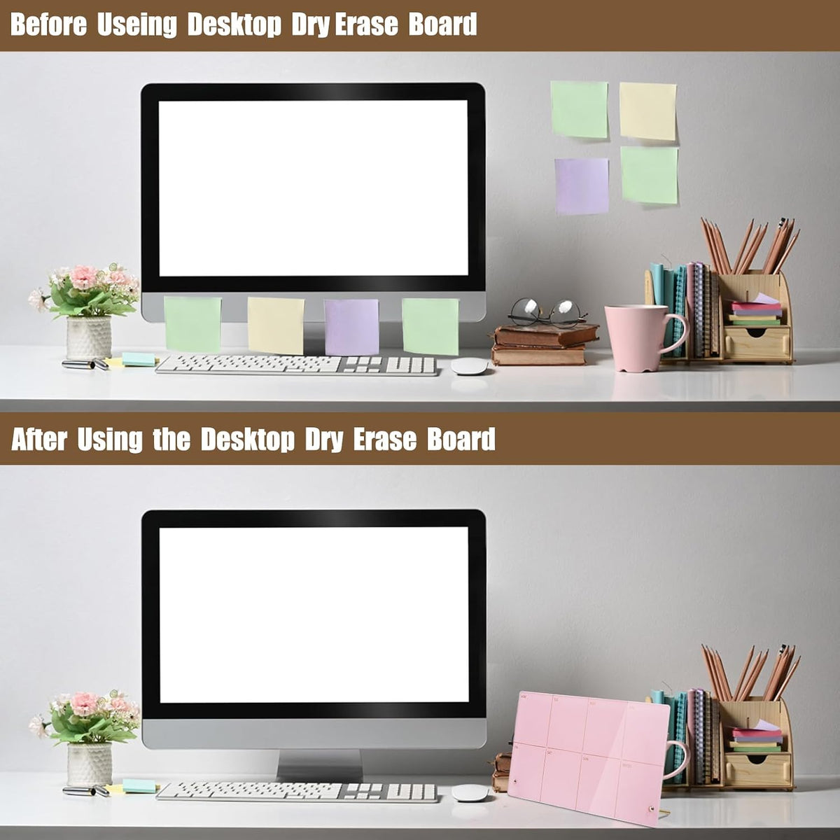 Weekly Planner Dry Erase Board for Desk,Acrylic Desktop Weekly Planner Whiteboard with Stand,12"X6"-Small, Dry Erase Weekly to Do List White Board for Home Office School-ZMZL-W-1530