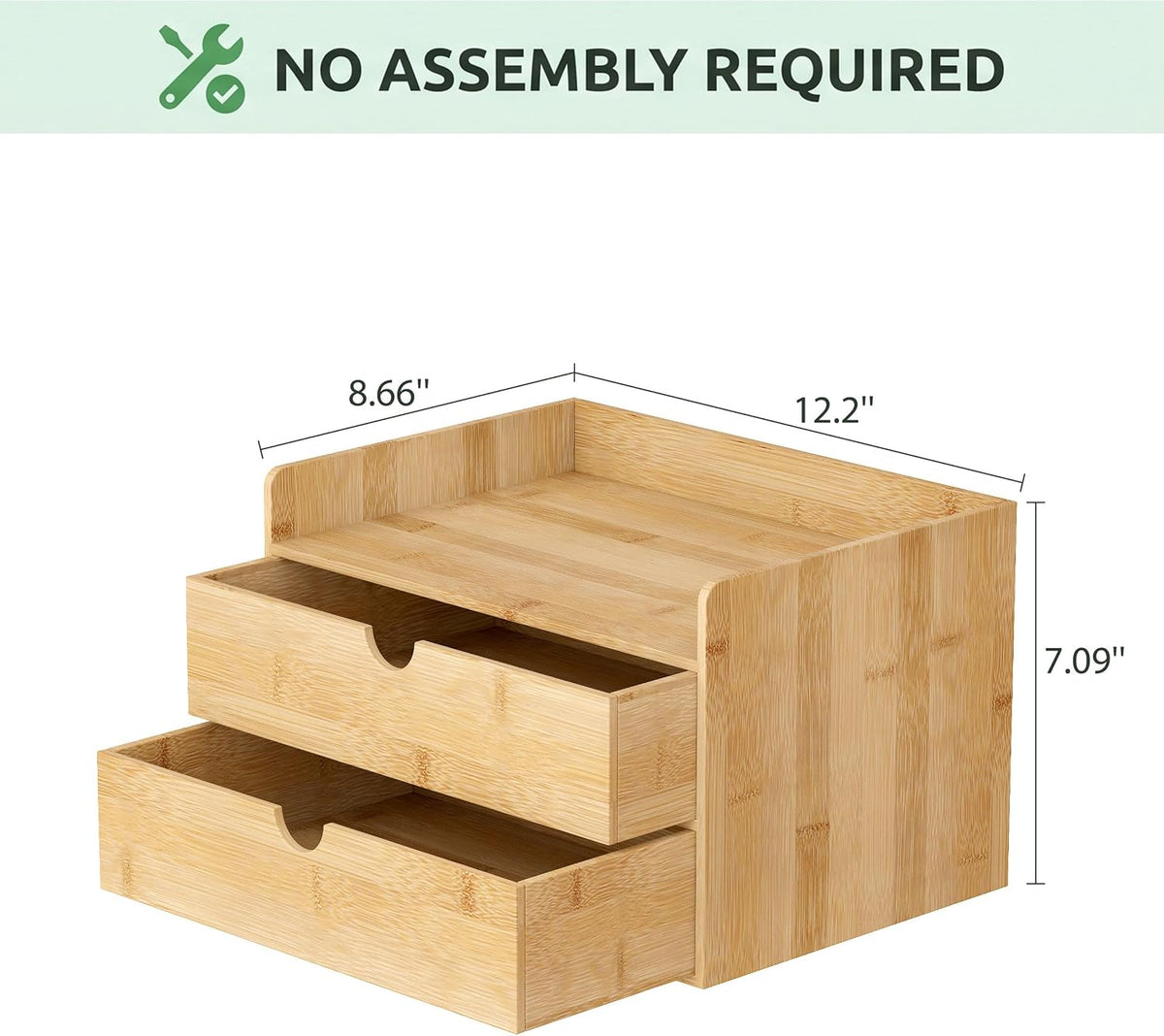 Bamboo Desk Organizer with Drawers, Desktop Storage for Office Supplies
