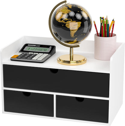 Bamboo Desk Organizer with Drawers, Desktop Storage for Office Supplies