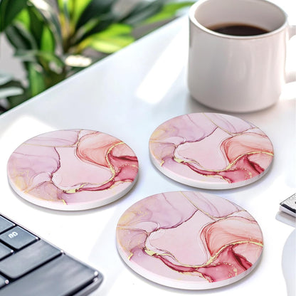 Coasters Set of 6, Navy Blue Marble Abstract Ceramic Coasters with Holder