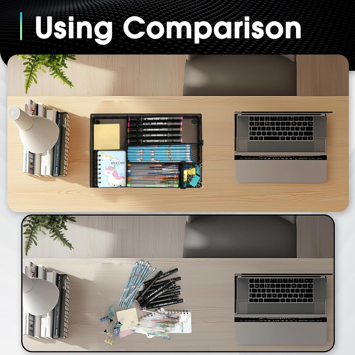Desk Drawer Organizer, Multi-use Black Metal Mesh Drawer, Desk Drawer Storage Tray for Home Office and School (4 to 6 Grid)