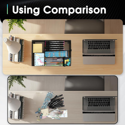 Desk Drawer Organizer, Multi-use Black Metal Mesh Drawer, Desk Drawer Storage Tray for Home Office and School (4 to 6 Grid)