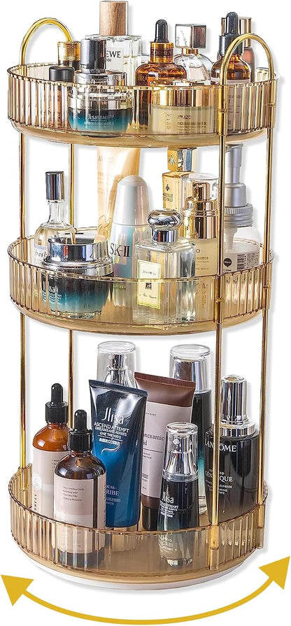 360 Rotating Makeup Organizer for Vanity,2 Tier Large Capacity Skincare Organizers,Bathroom Counter Organizer, Spinning Perfume Organizer & Vanity Organizer (Green-2 Tier)