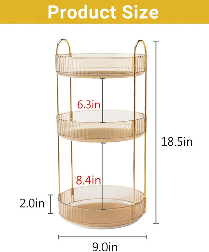360 Rotating Makeup Organizer for Vanity,2 Tier Large Capacity Skincare Organizers,Bathroom Counter Organizer, Spinning Perfume Organizer & Vanity Organizer (Green-2 Tier)