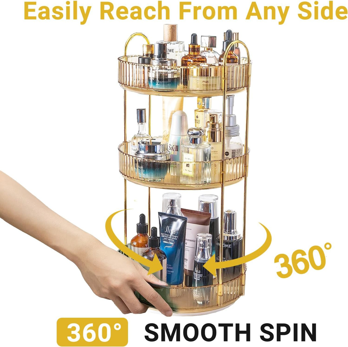 360 Rotating Makeup Organizer for Vanity,2 Tier Large Capacity Skincare Organizers,Bathroom Counter Organizer, Spinning Perfume Organizer & Vanity Organizer (Green-2 Tier)