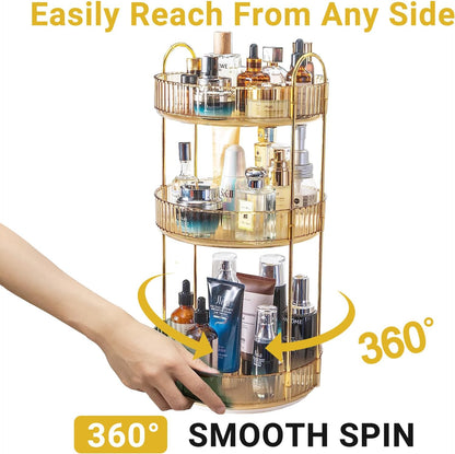 360 Rotating Makeup Organizer for Vanity,2 Tier Large Capacity Skincare Organizers,Bathroom Counter Organizer, Spinning Perfume Organizer & Vanity Organizer (Green-2 Tier)