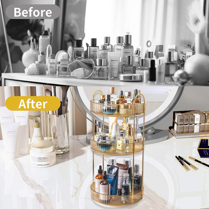 360 Rotating Makeup Organizer for Vanity,2 Tier Large Capacity Skincare Organizers,Bathroom Counter Organizer, Spinning Perfume Organizer & Vanity Organizer (Green-2 Tier)