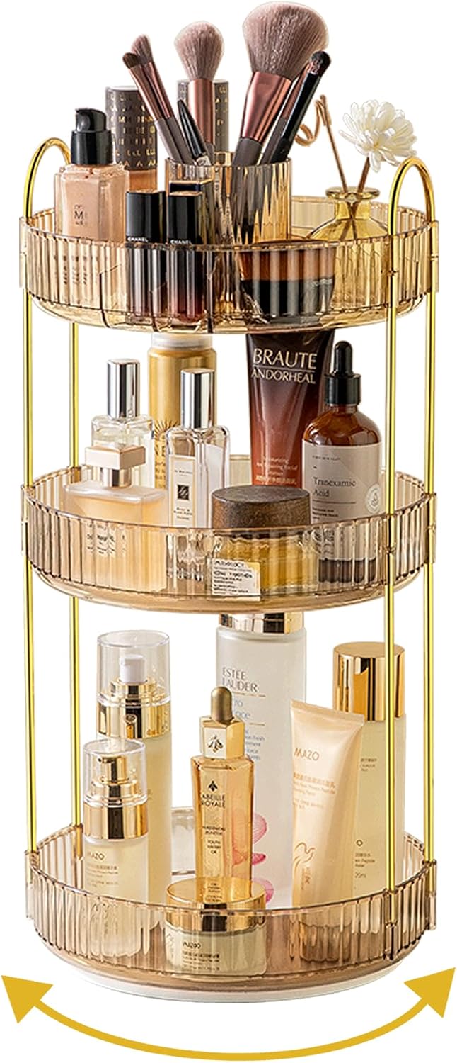 360 Rotating Makeup Organizer for Vanity,2 Tier Large Capacity Skincare Organizers,Bathroom Counter Organizer, Spinning Perfume Organizer & Vanity Organizer (Green-2 Tier)