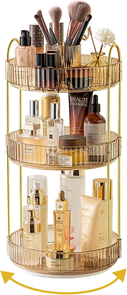 360 Rotating Makeup Organizer for Vanity,2 Tier Large Capacity Skincare Organizers,Bathroom Counter Organizer, Spinning Perfume Organizer & Vanity Organizer (Green-2 Tier)