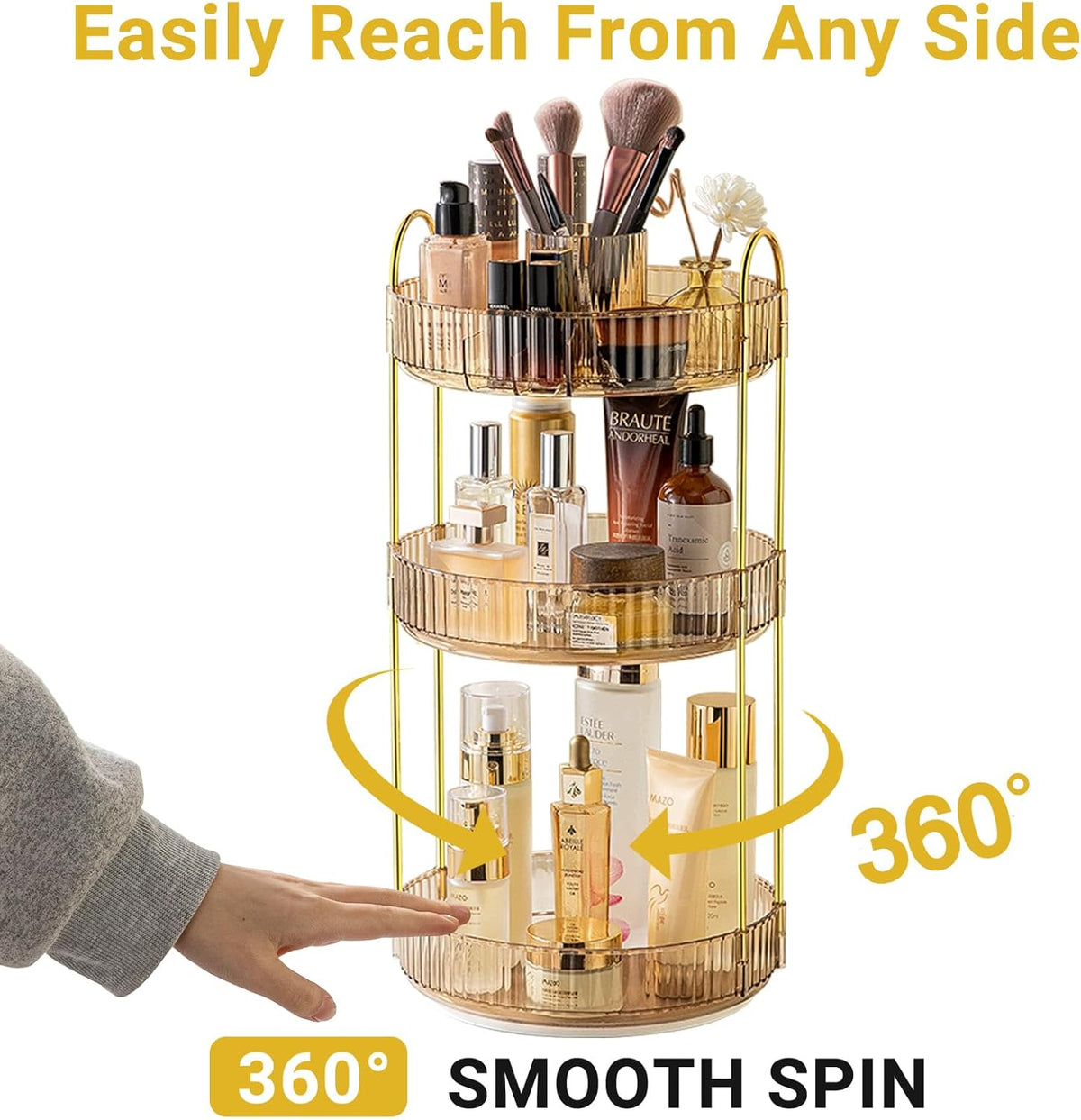 360 Rotating Makeup Organizer for Vanity,2 Tier Large Capacity Skincare Organizers,Bathroom Counter Organizer, Spinning Perfume Organizer & Vanity Organizer (Green-2 Tier)