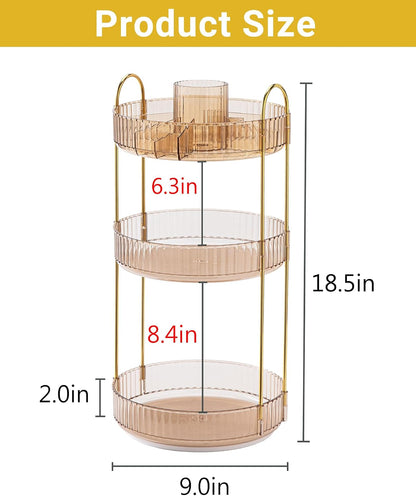360 Rotating Makeup Organizer for Vanity,2 Tier Large Capacity Skincare Organizers,Bathroom Counter Organizer, Spinning Perfume Organizer & Vanity Organizer (Green-2 Tier)