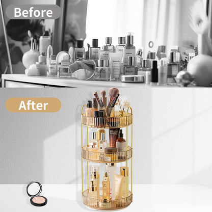 360 Rotating Makeup Organizer for Vanity,2 Tier Large Capacity Skincare Organizers,Bathroom Counter Organizer, Spinning Perfume Organizer & Vanity Organizer (Green-2 Tier)