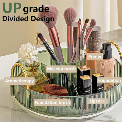 360 Rotating Makeup Organizer for Vanity,2 Tier Large Capacity Skincare Organizers,Bathroom Counter Organizer, Spinning Perfume Organizer & Vanity Organizer (Green-2 Tier)