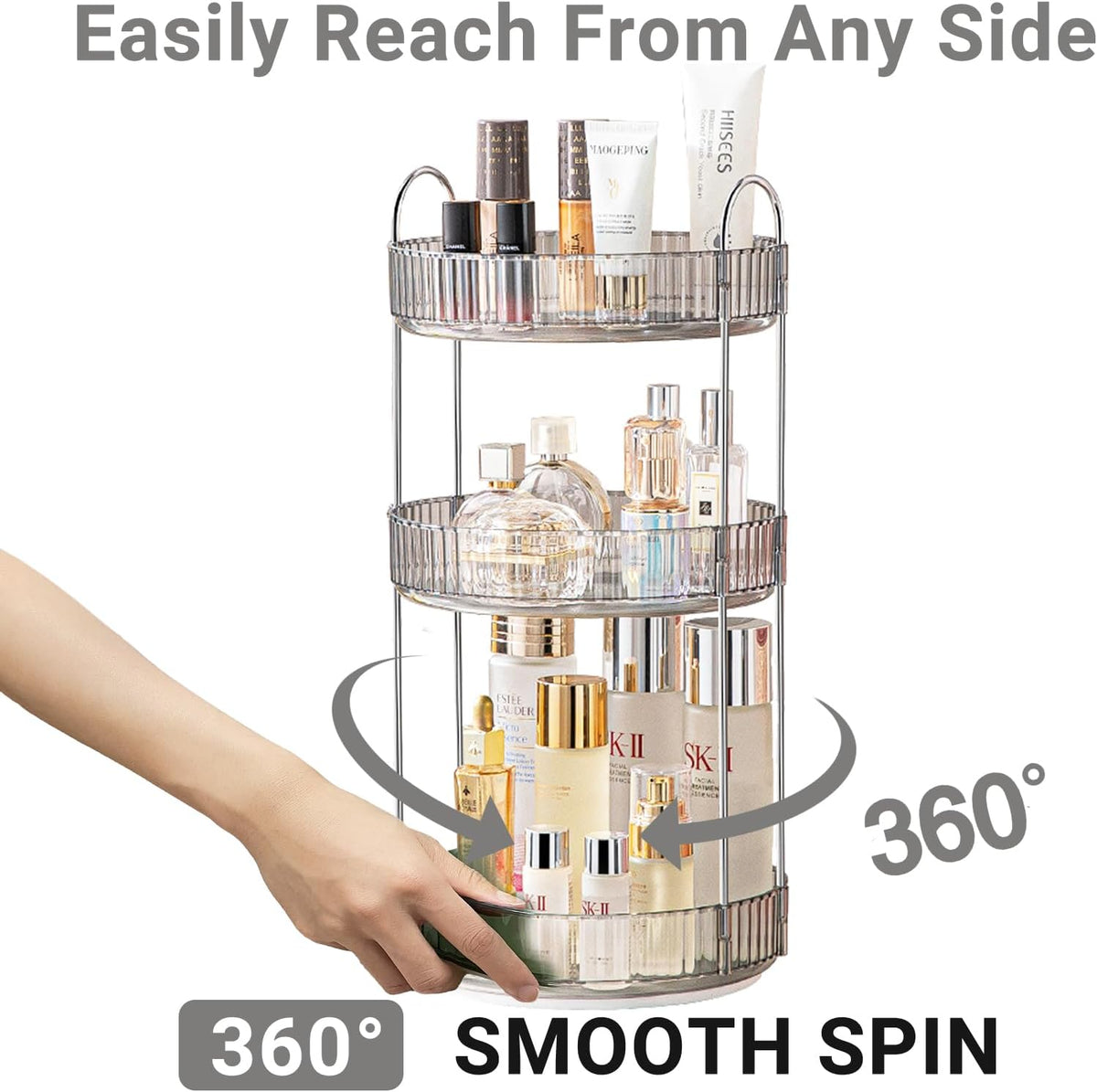 360 Rotating Makeup Organizer for Vanity,2 Tier Large Capacity Skincare Organizers,Bathroom Counter Organizer, Spinning Perfume Organizer & Vanity Organizer (Green-2 Tier)