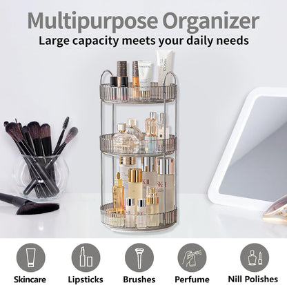 360 Rotating Makeup Organizer for Vanity,2 Tier Large Capacity Skincare Organizers,Bathroom Counter Organizer, Spinning Perfume Organizer & Vanity Organizer (Green-2 Tier)