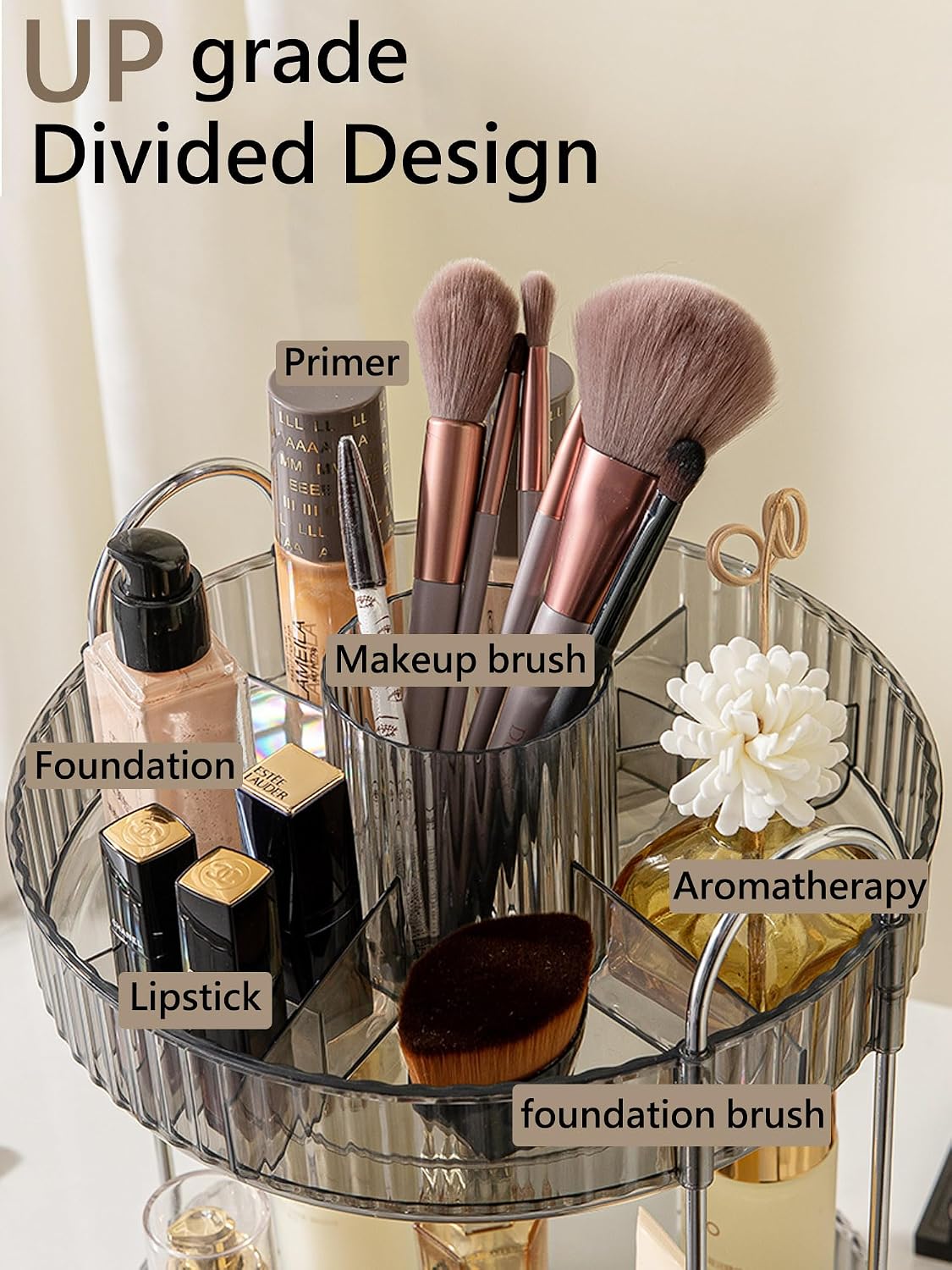 360 Rotating Makeup Organizer for Vanity,2 Tier Large Capacity Skincare Organizers,Bathroom Counter Organizer, Spinning Perfume Organizer & Vanity Organizer (Green-2 Tier)