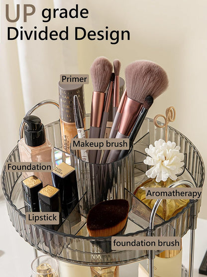 360 Rotating Makeup Organizer for Vanity,2 Tier Large Capacity Skincare Organizers,Bathroom Counter Organizer, Spinning Perfume Organizer & Vanity Organizer (Green-2 Tier)